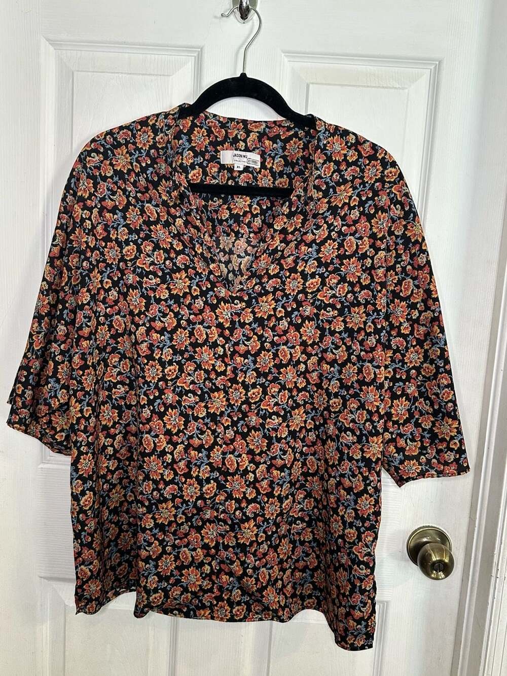 Jason Wu Collective Floral Print V-Neck 3/4 Sleeve Blouse